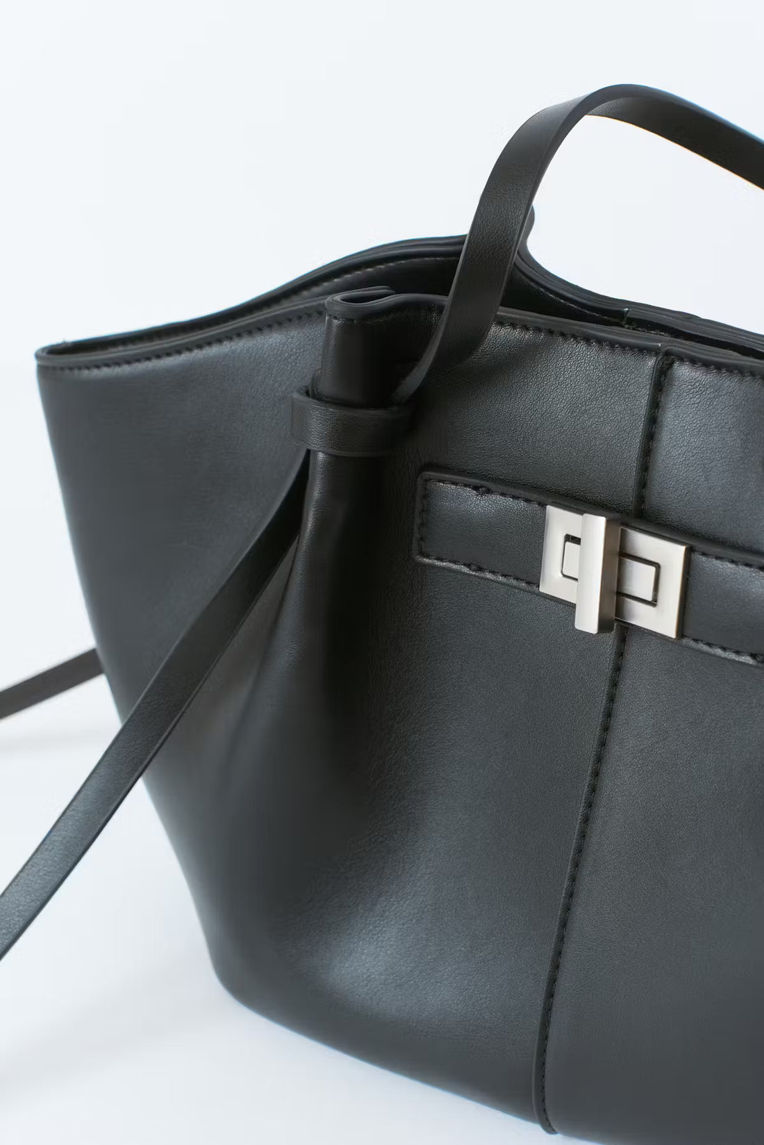 Midi long strap bag - Noir & Argent